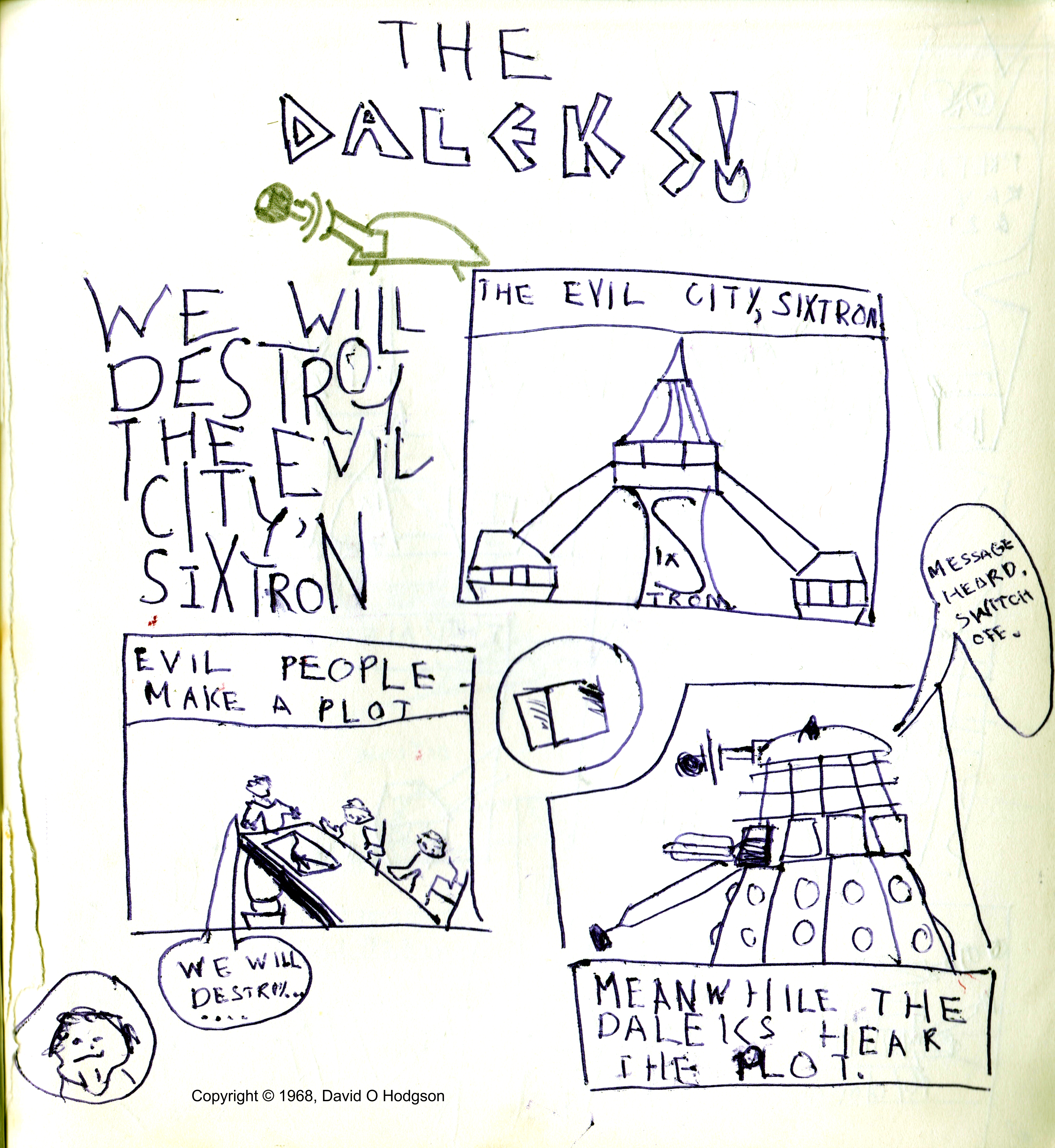 Part of a Daleks Adventure, drawn when I was 8 years old