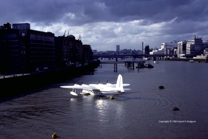 Short Sunderland from Tower Bridge, London, 1983