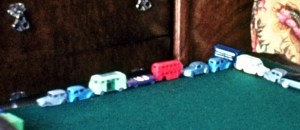 A lineup of Ancient Dinkys