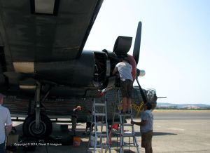 Working on the B-24's Engine