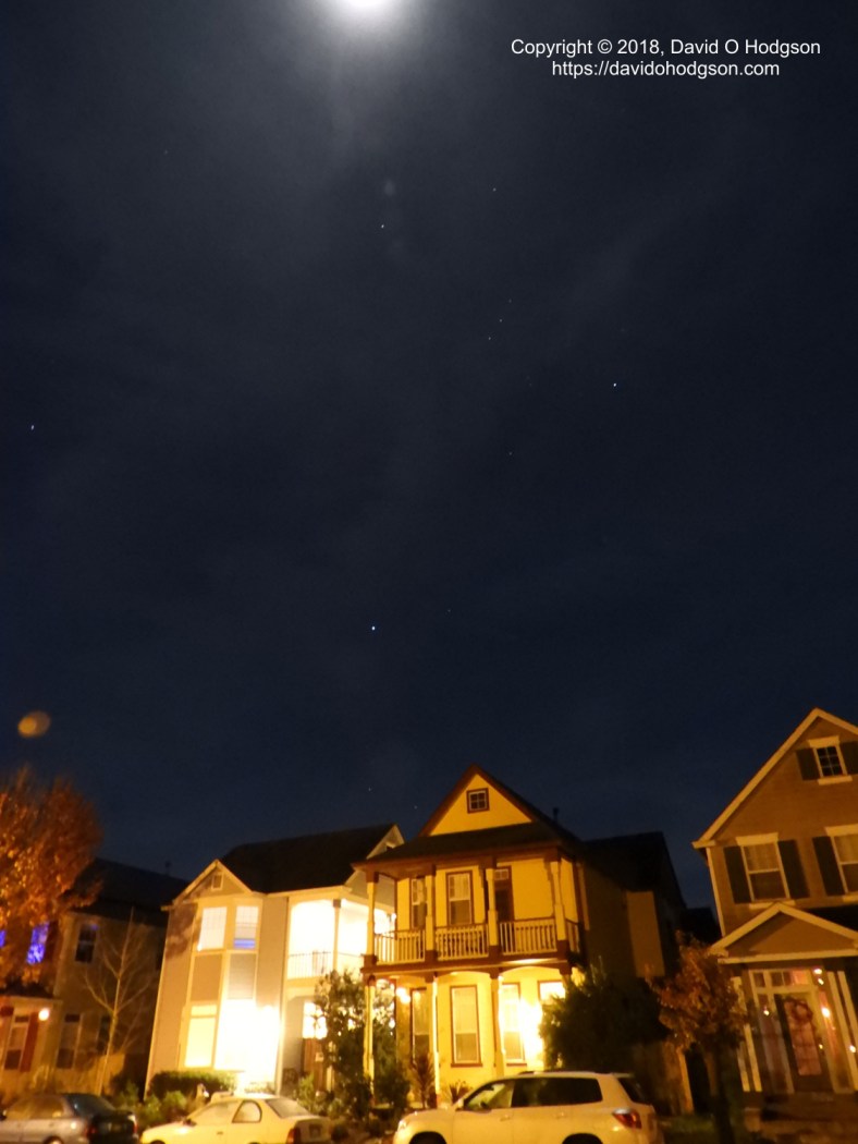 The Moon and Orion over our House